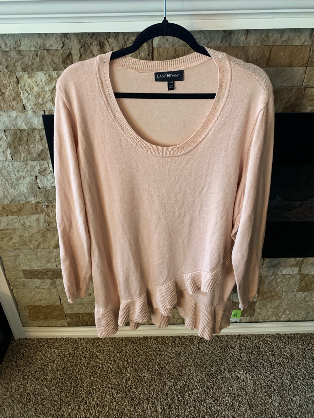 Lane Bryant Light Pink Ruffle Hem Knit Top Preppy